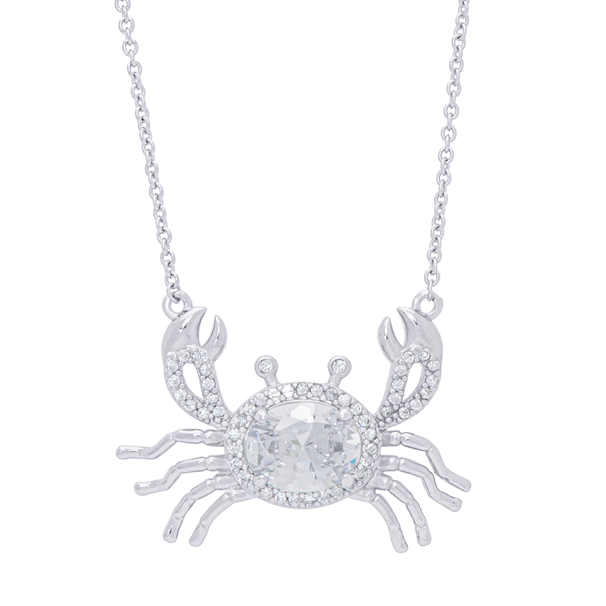 Plated CZ Crab-Shape Pendant