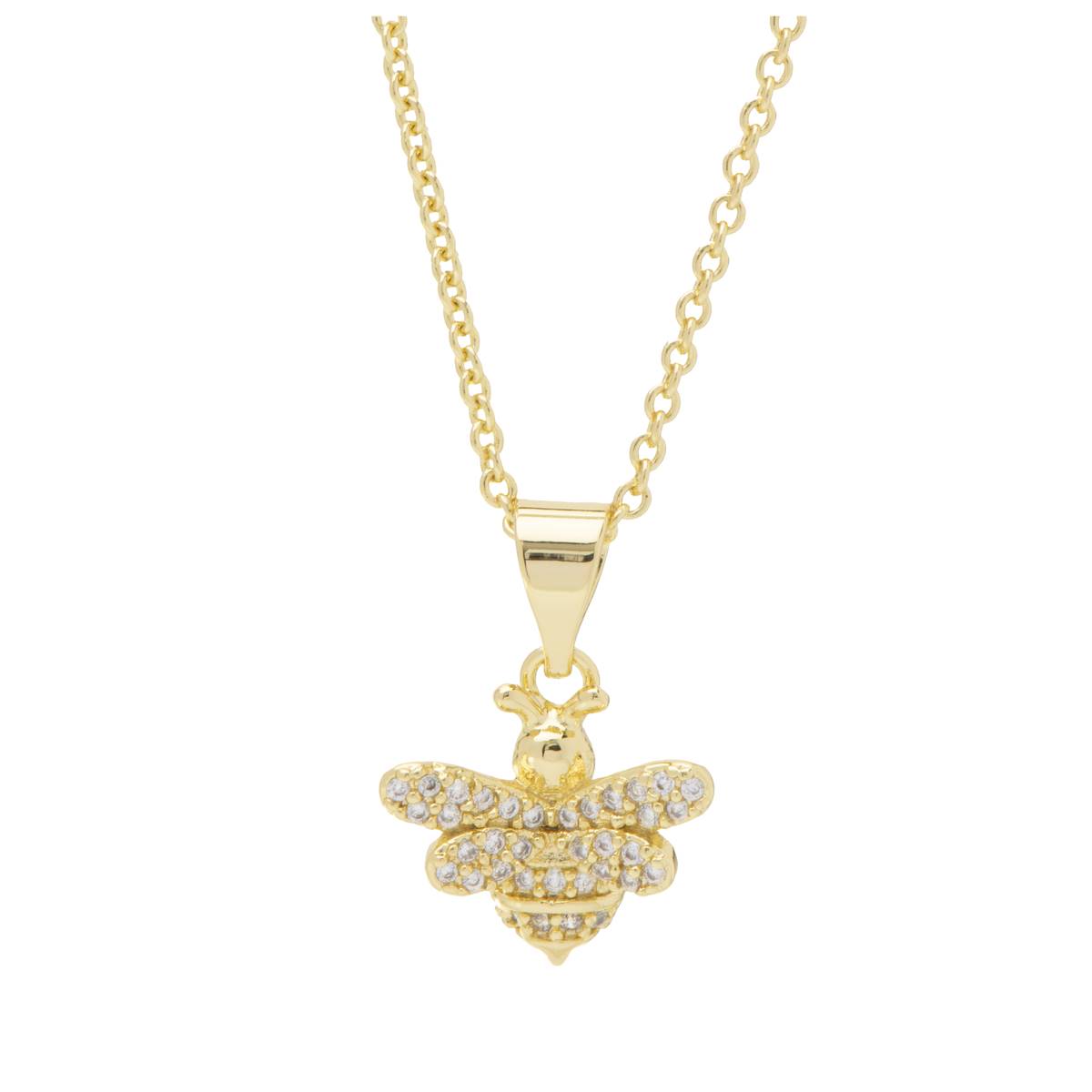 Gold Plated CZ Bee Pendant