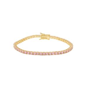 Gold Plated Pink Shiny CZ Tennis Bracelet