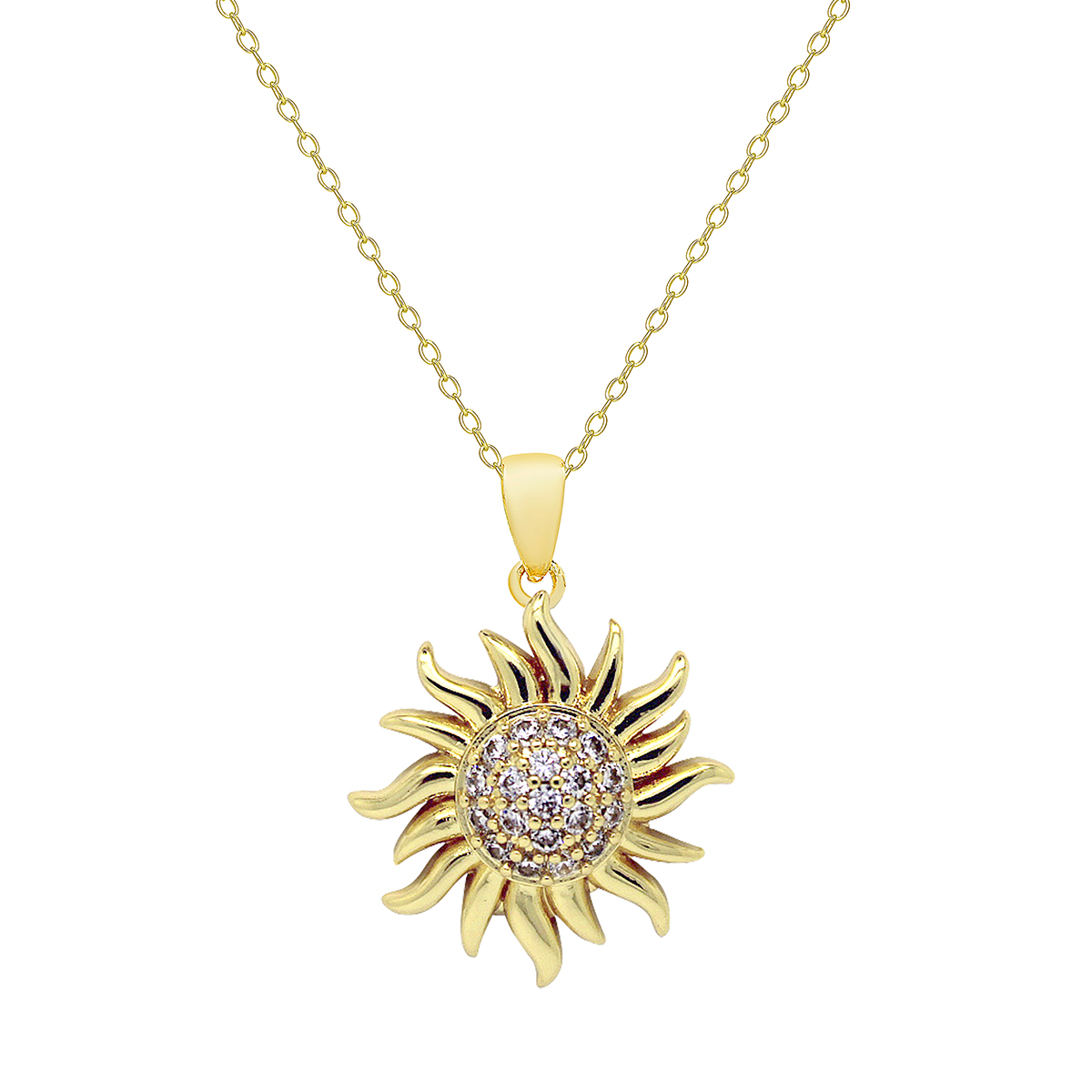 Gold Plated Sun Pendant Necklace