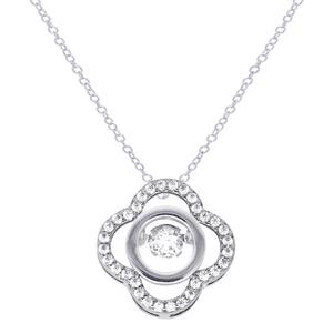 Silver Plated CZ Clover Pendant
