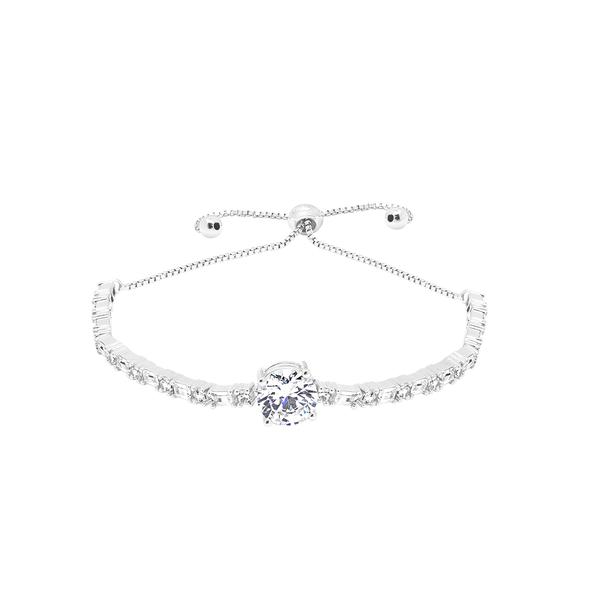 CZ Round and Baguette Adjustable Bracelet