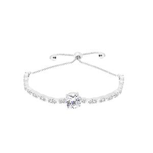 CZ Round and Baguette Adjustable Bracelet