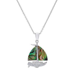 Silver Plated CZ Sailboat Pendant Necklace