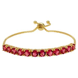 Gold Plated Magenta CZ Bolo Adjustable Bracelet