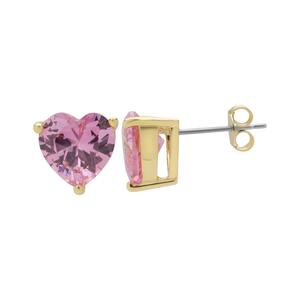 Pink CZ Heart Stud Earrings alternate view