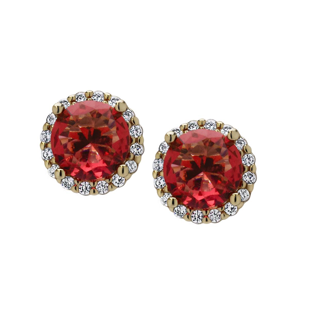 Ruby Round Halo Stud Earrings