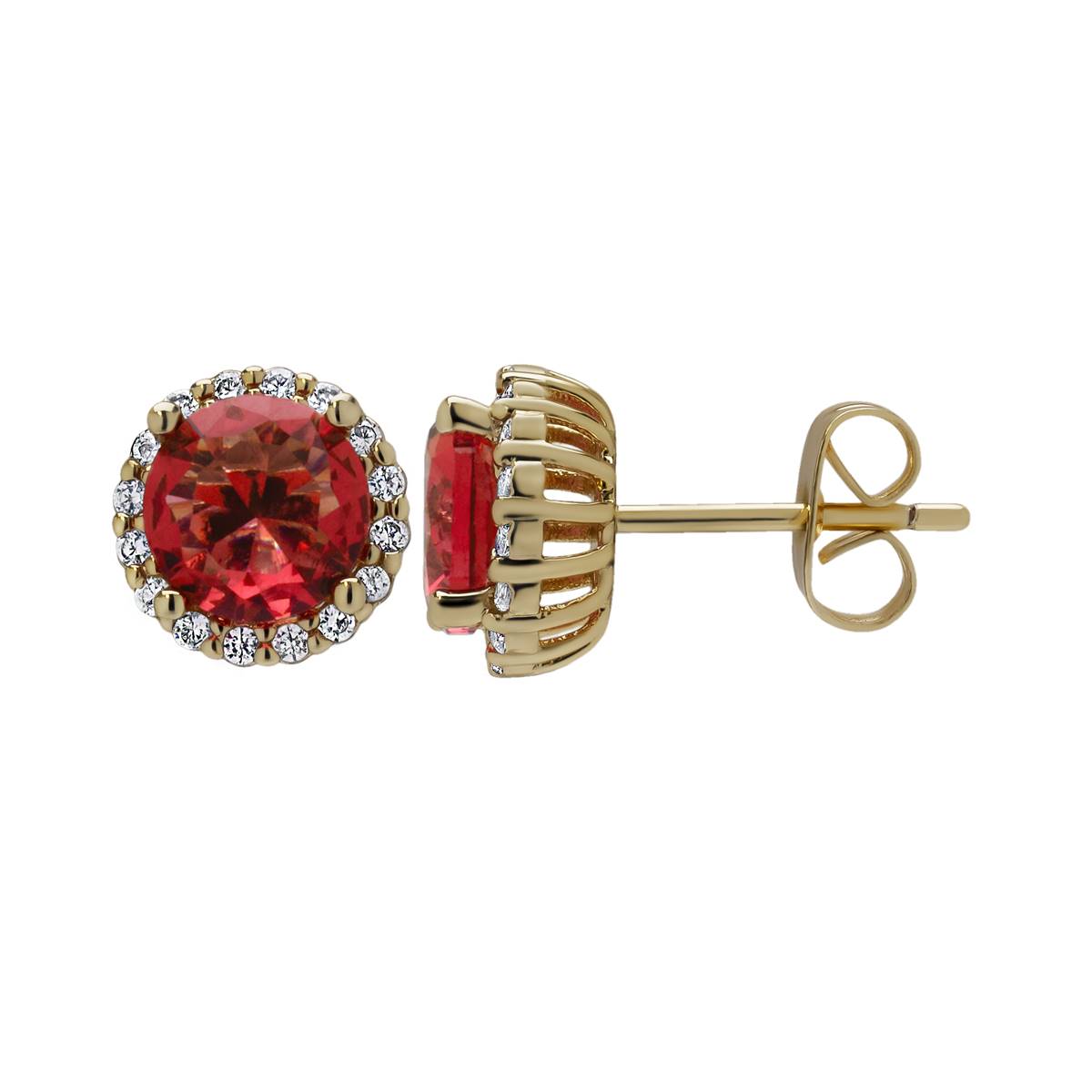 Ruby Round Halo Stud Earrings