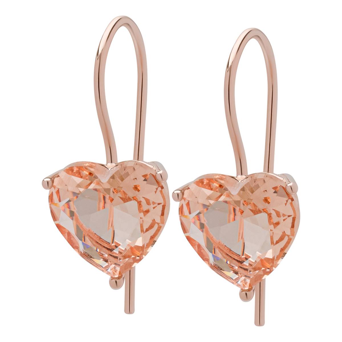 Rose Gold Plated Morganite Heart Drop Earrings