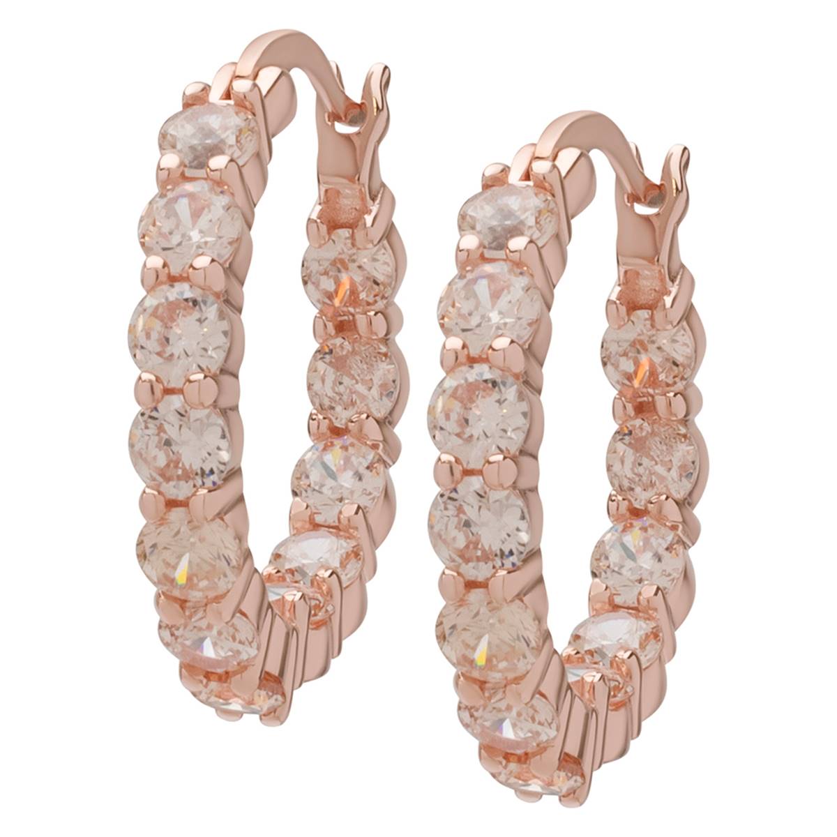 Rose Gold Plated Morganite Hoop Earrings