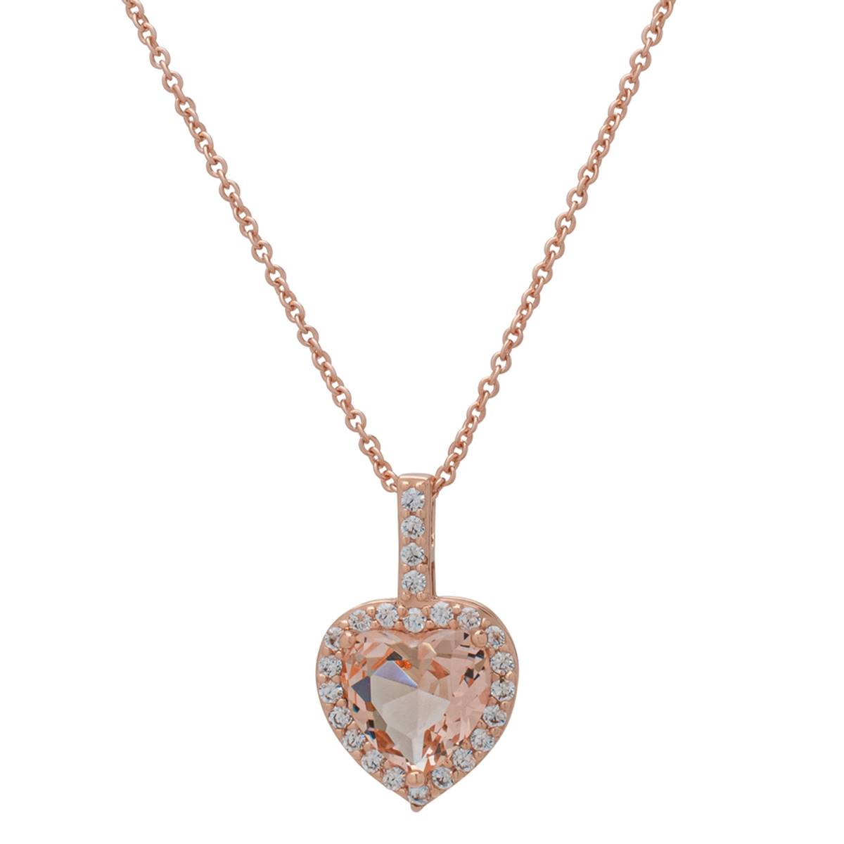 Rose Gold Plated Morganite Heart Pendant Necklace