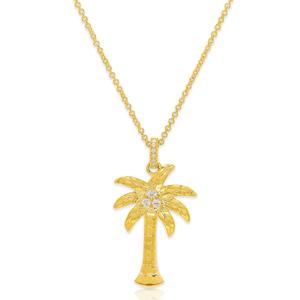 14kt. Gold-Plate & CZ Palm Tree Pendant Necklace