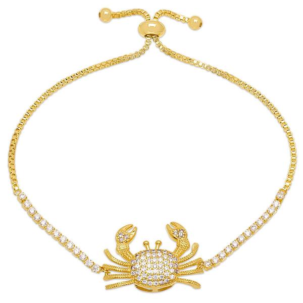 14kt. Gold Plated & CZ Crab Adjustable Bracelet
