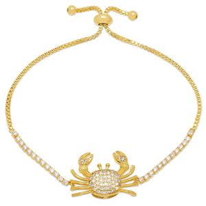 14kt. Gold Plated & CZ Crab Adjustable Bracelet