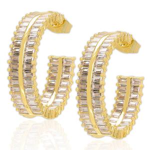 14kt. Gold-Plated Baguette C-Hoop Earrings