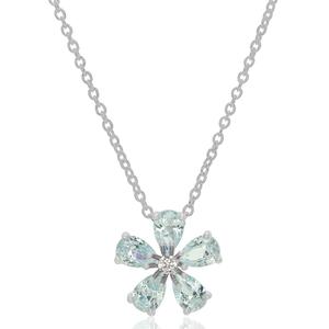 Simulated Blue Flower Pendant Necklace
