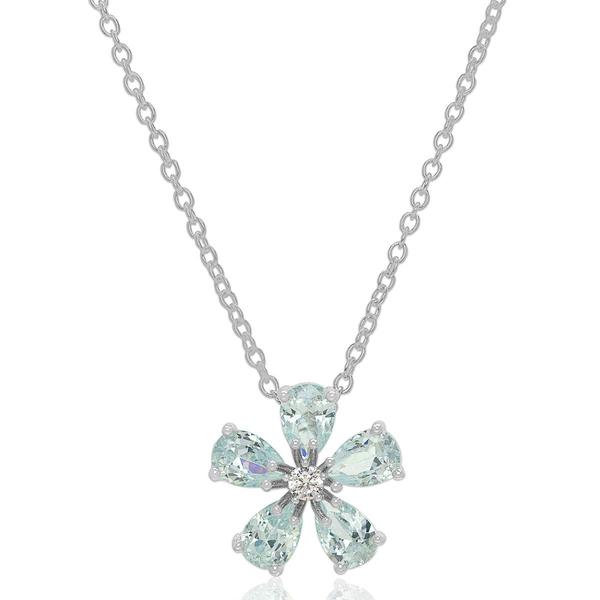 Simulated Blue Flower Pendant Necklace