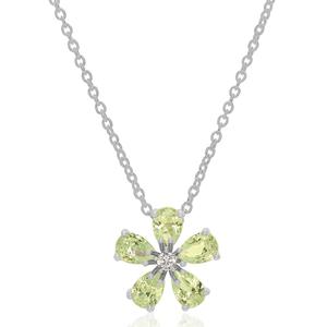Simulated Green Flower Pendant Necklace