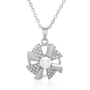 Silver Plated Pinwheel Spinner Pendant Necklace alternate view