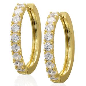 14kt. Gold Plated & CZ Outer Hoop Earrings