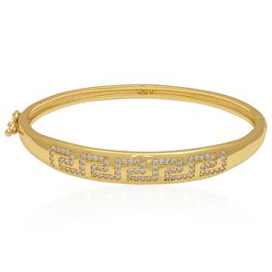 14kt. Gold-Plated CZ Greek Key Bangle Bracelet