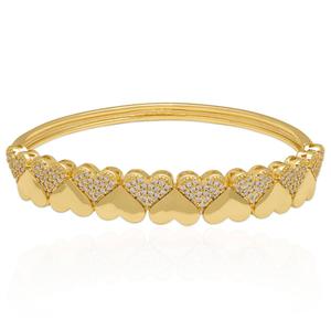 14kt. Gold-Plated CZ Up & Down Heart Bangle Bracelet