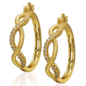 14kt. Gold-Plated & CZ Infinity Hoop Earrings