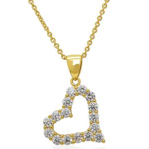 14kt. Gold-Plated & CZ Sideways Heart Pendant Necklace