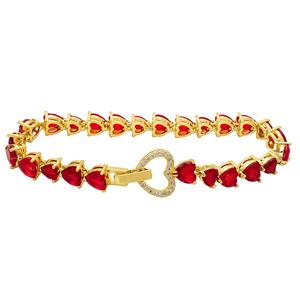 14kt. Gold-Plated & Red CZ Heart Tennis Bracelet