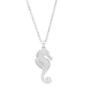 Silver-Plated & CZ Seahorse Pendant Necklace