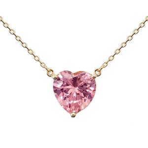 14kt. Gold-Plated & Pink CZ Chunky Heart Necklace