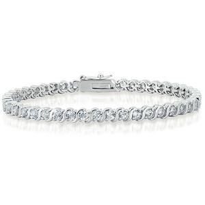 Silver Plated CZ S Tennis Link Bracelet