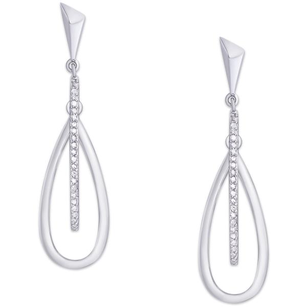 Gianni Argento Sterling Silver Diamond Teardrop Earrings