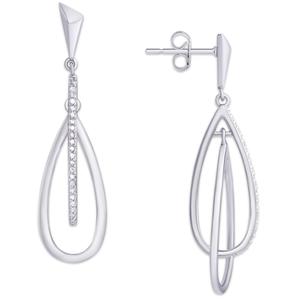 Gianni Argento Sterling Silver Diamond Teardrop Earrings alternate view