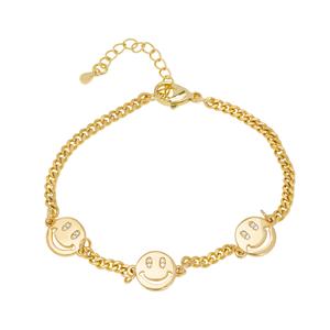 Gianni Argento Gold Plated CZ Smiley Face Bracelet