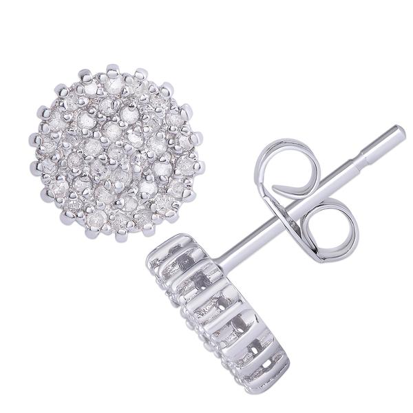 Gianni Argento 1/2ct. Silver Diamond Round Stud Earrings