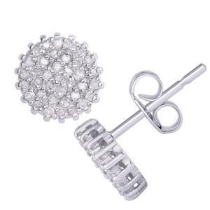 Gianni Argento 1/2ct. Silver Diamond Round Stud Earrings