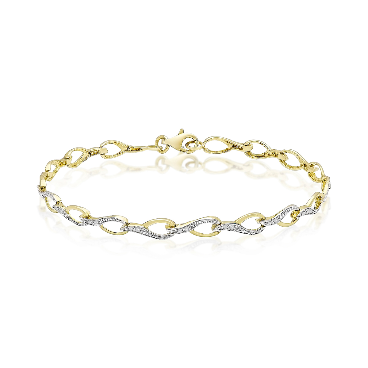 Gianni Argento Gold Sterling Diamond S Link Bracelet