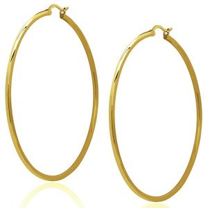 Gianni Argento 25mm Thin Gold-Plated Shiny Hoop Earrings