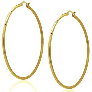 Gianni Argento 33mm Gold Thin Shiny Hoop Earrings