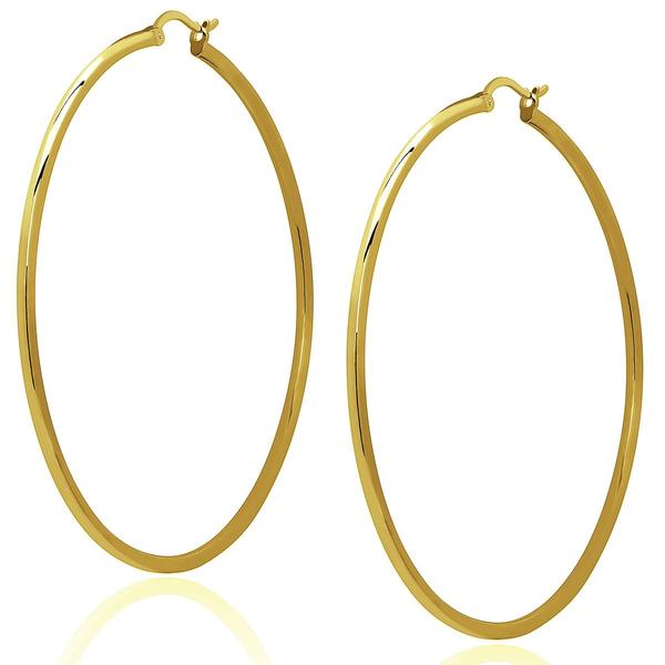 Gianni Argento 43mm Thin Gold-Plated Shiny Hoop Earrings