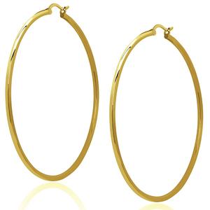 Gianni Argento 43mm Thin Gold-Plated Shiny Hoop Earrings