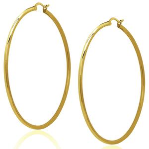 Gianni Argento 60mm Gold-Plated Thin Shiny Hoop Earrings