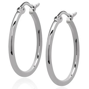 Gianni Argento 2x25mm Thin Shiny Hoop Earrings