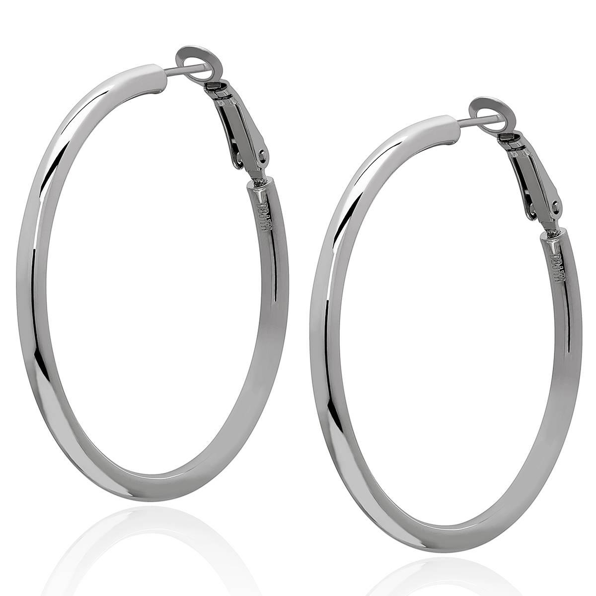 Gianni Argento 3x45mm Tubular Hoop Earrings 10$