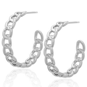 Gianni Argento 30mm Silver-Plated Cuban Link C-Hoop Earrings