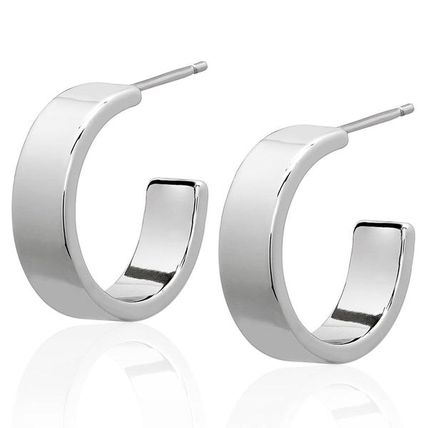 Gianni Argento 6x20mm Silver-Plated Flat Hoop Earrings