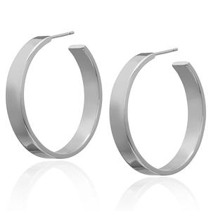 Gianni Argento 6x36mm Silver-Plated Flat Hoop Earrings