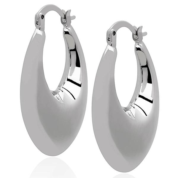 Gianni Argento Silver-Plated Puffed Oval Hoop Earrings