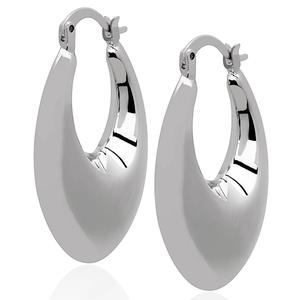 Gianni Argento Silver-Plated Puffed Oval Hoop Earrings